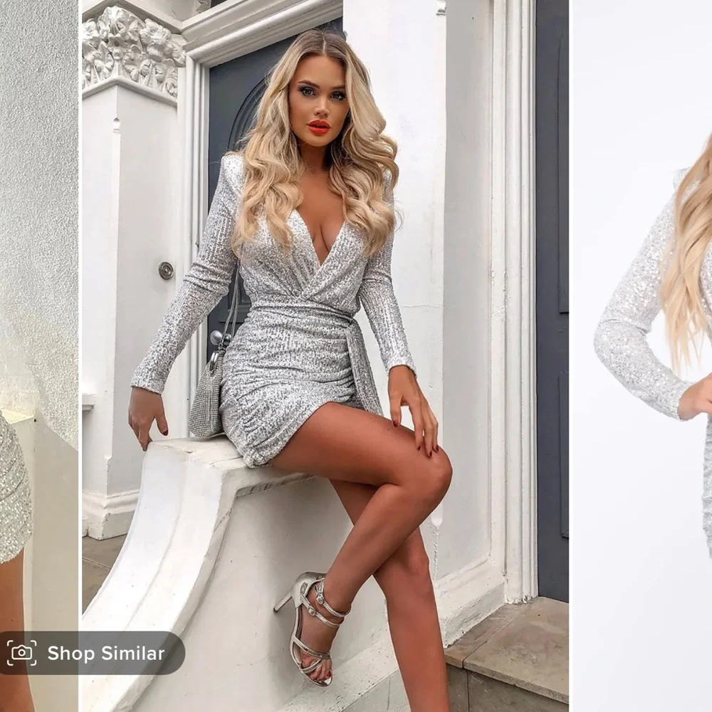 Fashion Nova Center Stage Sequin Mini Dress - White/Silver - Large - Never Worn - Picture 8 of 10